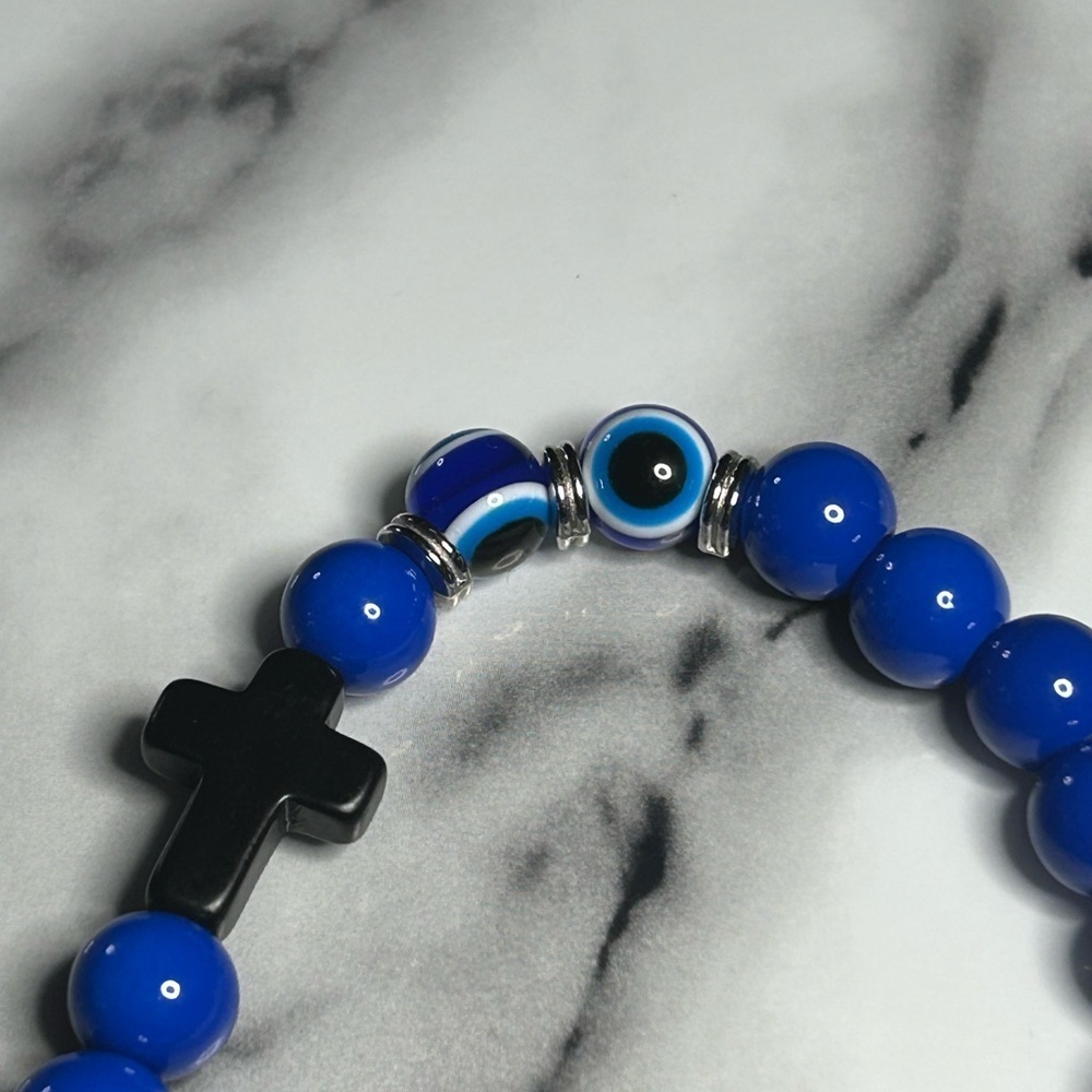 Blue Protection Cross Bracelet - Picture 2 of 4